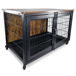 Topmast Lyx Vintage Hundbur För Hemmet Rustik Brown & Black